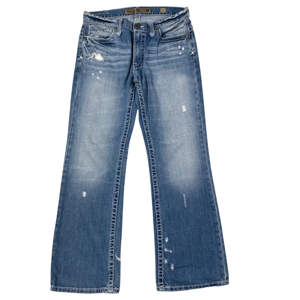 BKE Buckle Carter Distressed Light Wash Jeans Sz 31x30 Thick Stitch